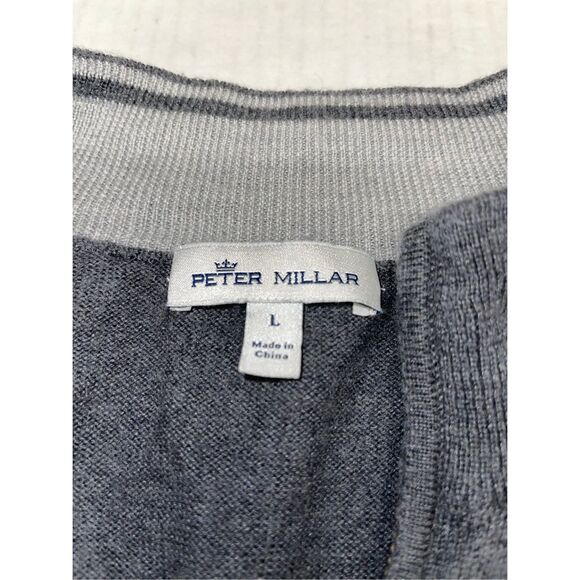 Peter Millar Mens Gray‎ Long Sleeve 1/4 Zip Pullover Sweater Size L A53 - Picture 5 of 7